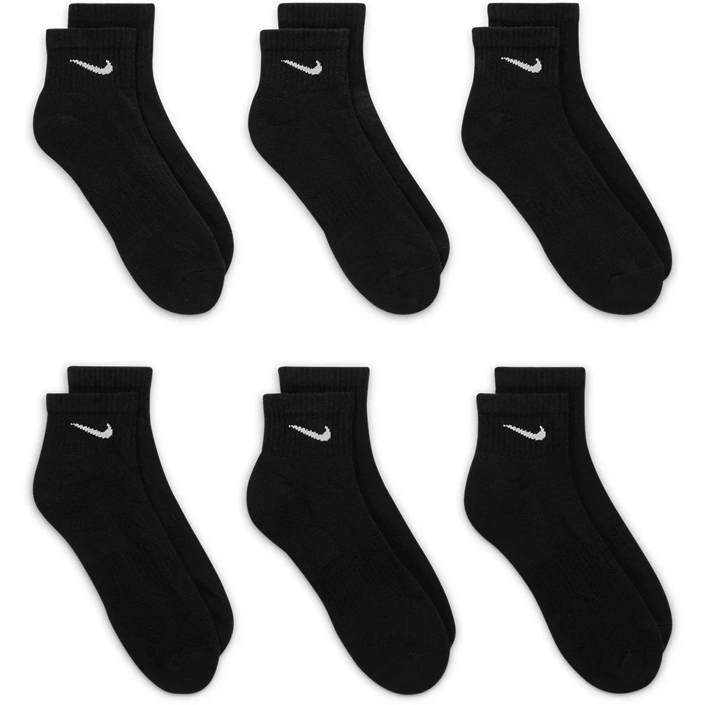 Unisex Everyday Cushioned Training Low Socks (6 Pairs) Black and White