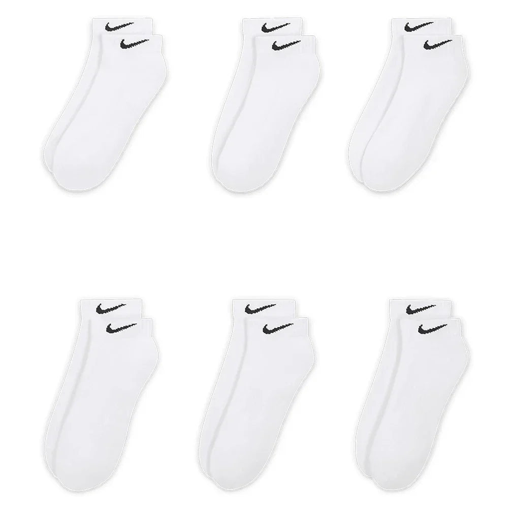 Unisex Everyday Cushioned Training Low Socks (6 Pairs) White and Black